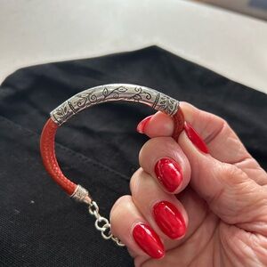 Elegant Brighton Silver and Burnt Orange Bracelet